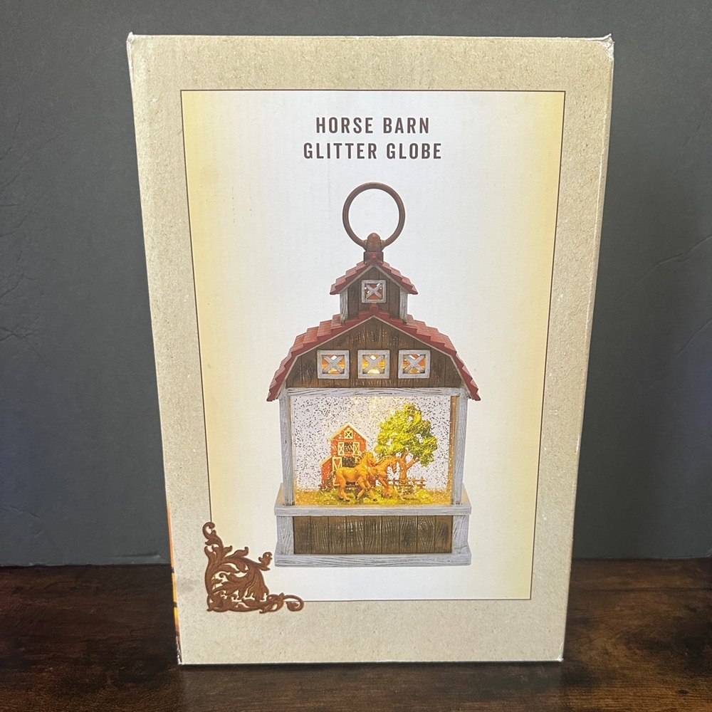 Horse Barn Glitter Globe